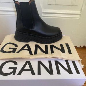 Ganni Leather Black Creepers Chelsea Boot size 36
